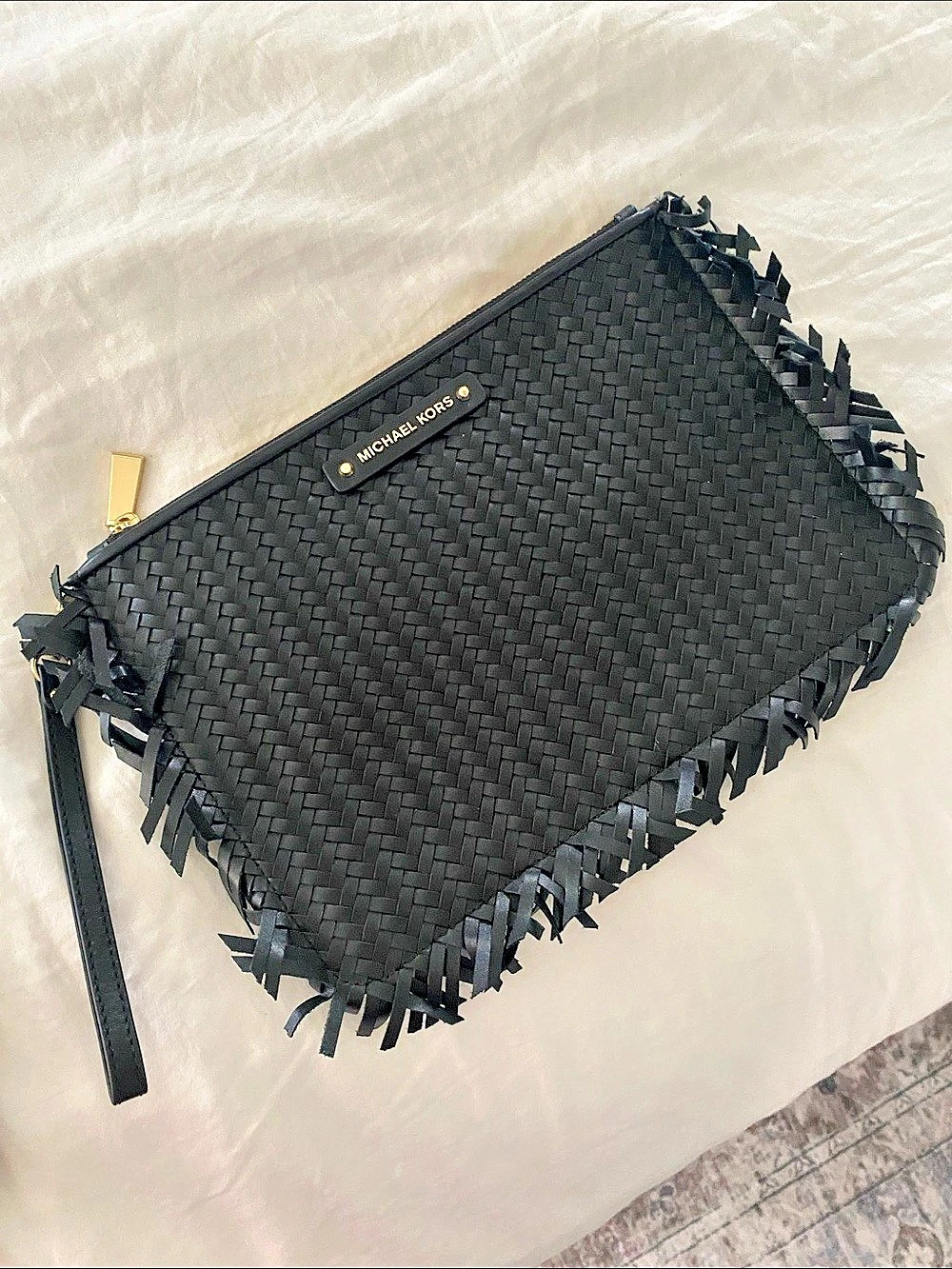 Michael Kors Black Fringe Wristlet Like New
